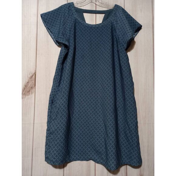 Ladies Large Blue Diamond Pattern Casual Dress Short Sleeve Mini‎ Dress - Picture 1 of 7
